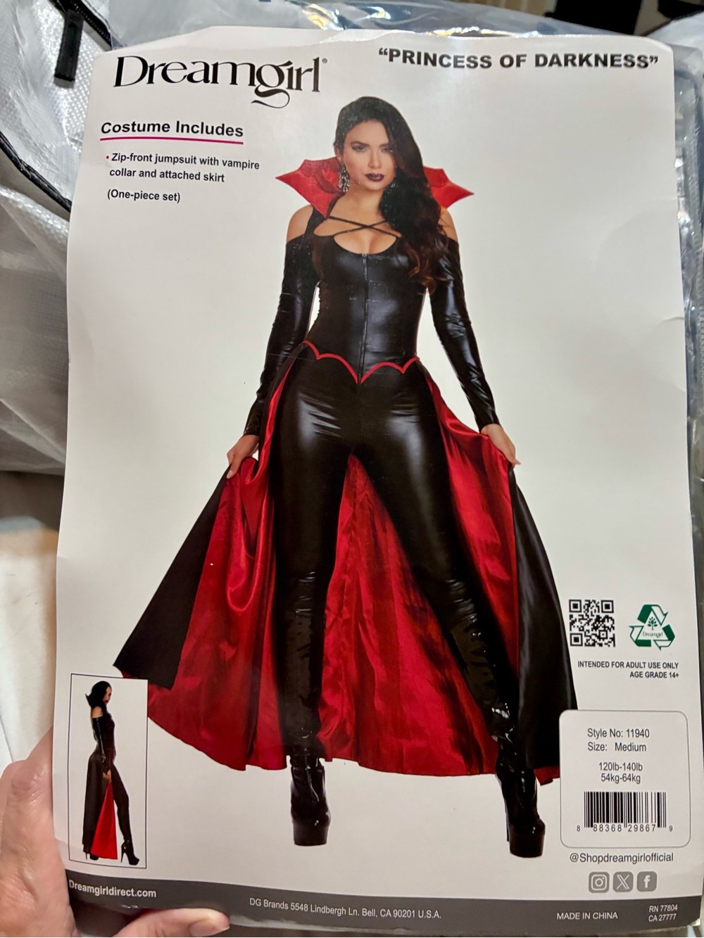 Dreamgirl 'Princess of Darkness' Black and Red Costume Size M
